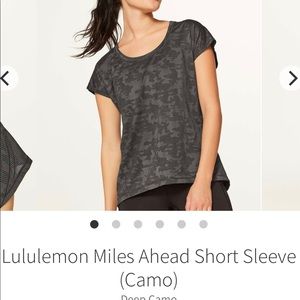 Lululemon Miles Ahead Short Sleeved T Shirt. Size 4 Camo Green Print